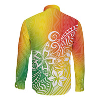 Polynesia Long Sleeve Button Shirt Plumeria Reggae Curves - Wonder Print Shop