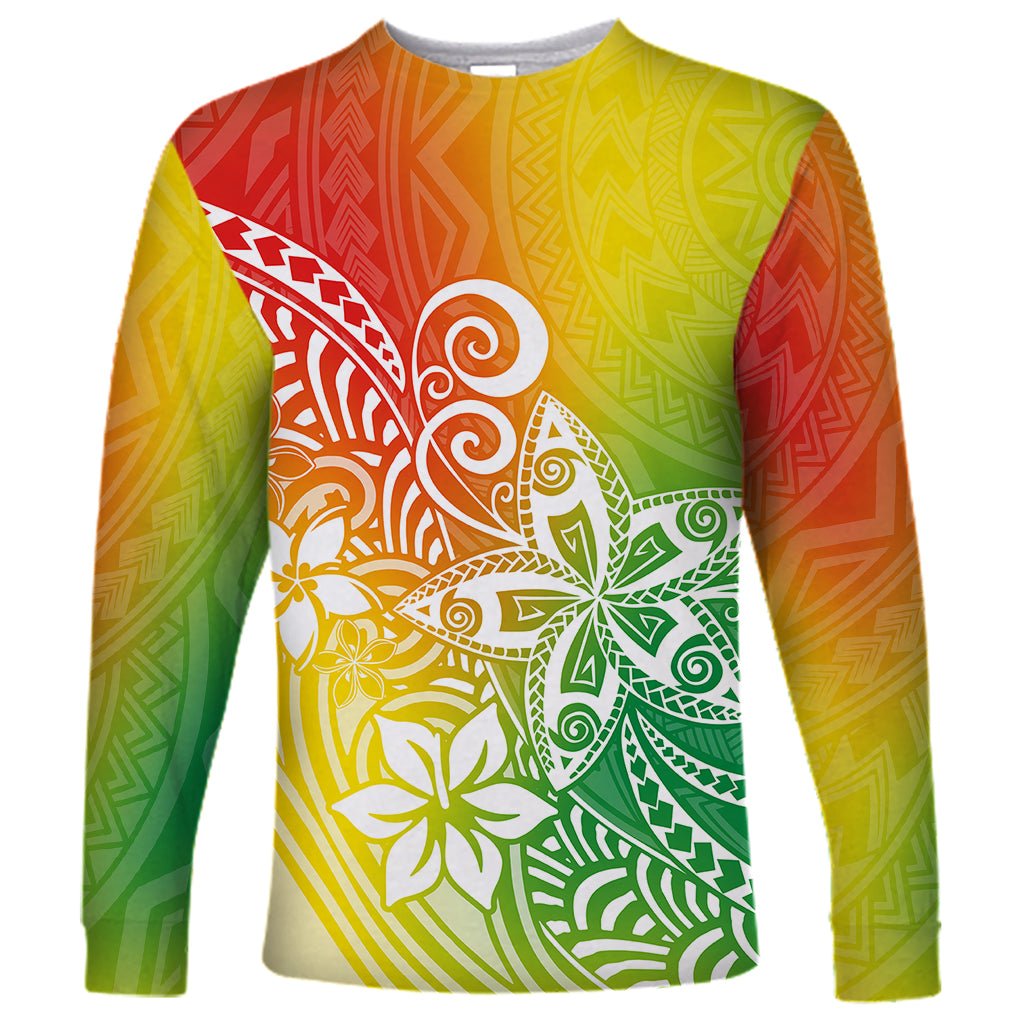 Polynesia Long Sleeve Shirt Plumeria Reggae Curves - Wonder Print Shop