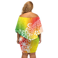 Polynesia Off Shoulder Short Dress Plumeria Reggae Curves - Wonder Print Shop