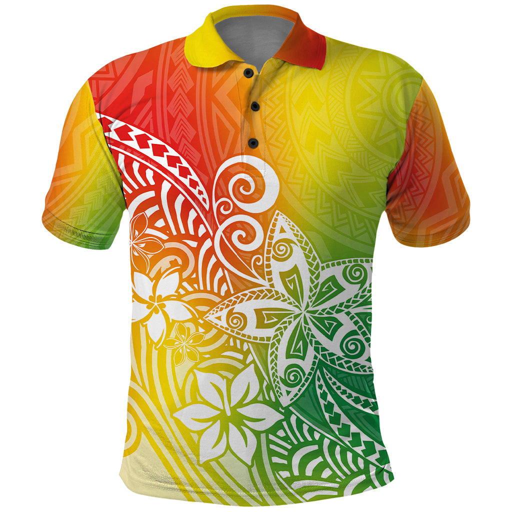Polynesia Polo Shirt Plumeria Reggae Curves - Wonder Print Shop