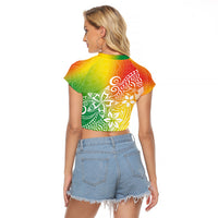 Polynesia Raglan Cropped T Shirt Plumeria Reggae Curves - Wonder Print Shop