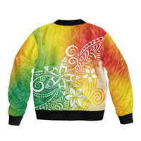Polynesia Sleeve Zip Bomber Jacket Plumeria Reggae Curves - Wonder Print Shop