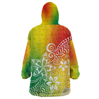 Polynesia Wearable Blanket Hoodie Plumeria Reggae Curves - Wonder Print Shop