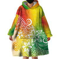 Polynesia Wearable Blanket Hoodie Plumeria Reggae Curves - Wonder Print Shop