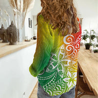 Polynesia Women Casual Shirt Plumeria Reggae Curves - Wonder Print Shop