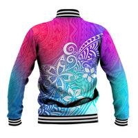 Polynesia Baseball Jacket Plumeria Galaxy Gradient Curves LT7 - Wonder Print Shop