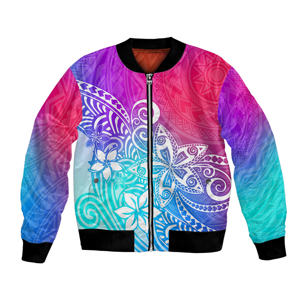 Polynesia Bomber Jacket Plumeria Galaxy Gradient Curves LT7 - Wonder Print Shop