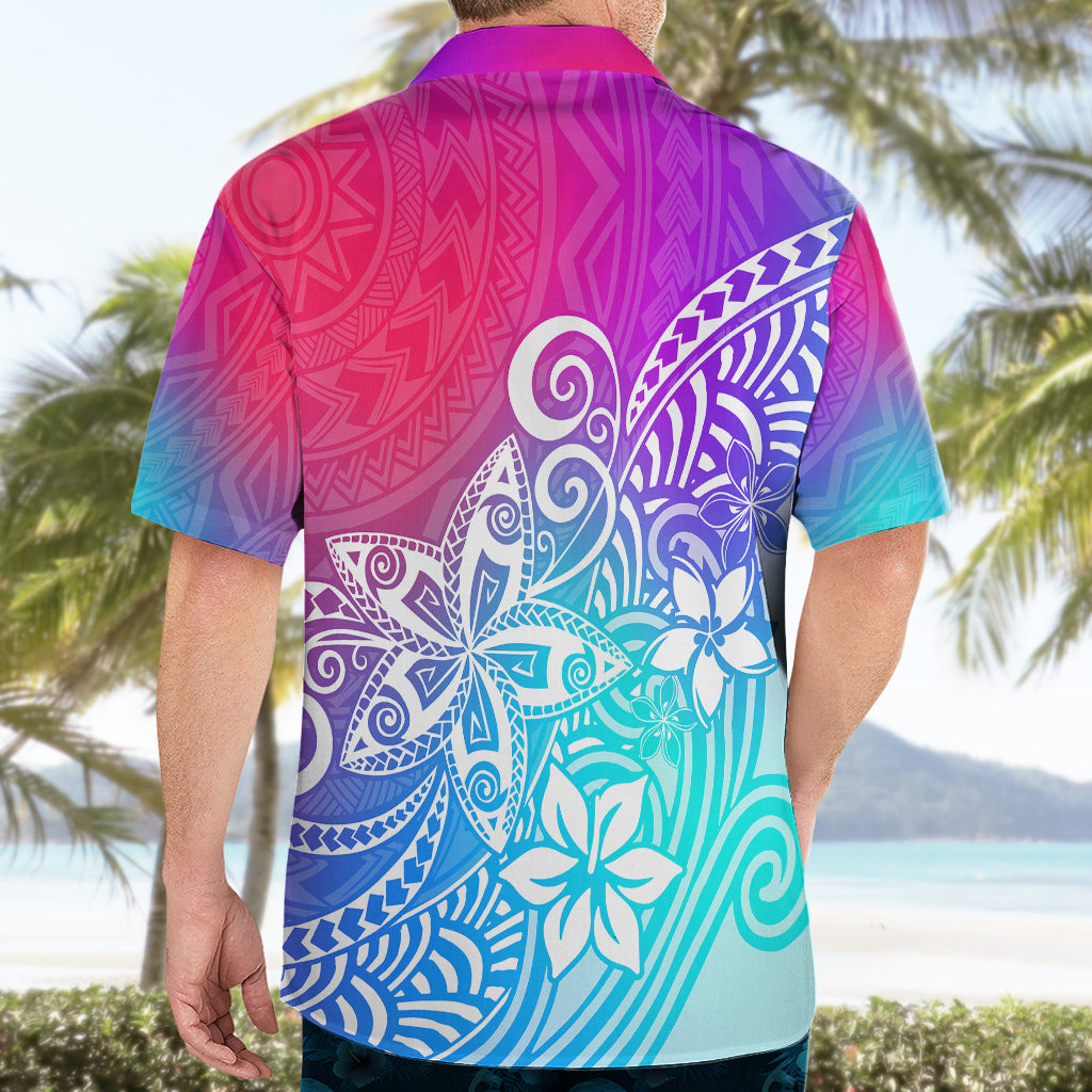 Polynesia Hawaiian Shirt Plumeria Galaxy Gradient Curves - Wonder Print Shop