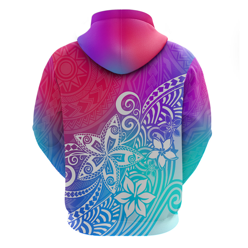 Polynesia Hoodie Plumeria Galaxy Gradient Curves - Wonder Print Shop