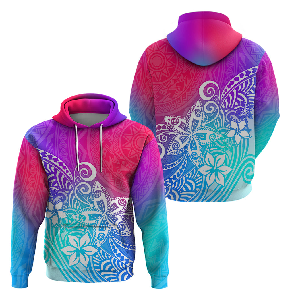 Polynesia Hoodie Plumeria Galaxy Gradient Curves - Wonder Print Shop