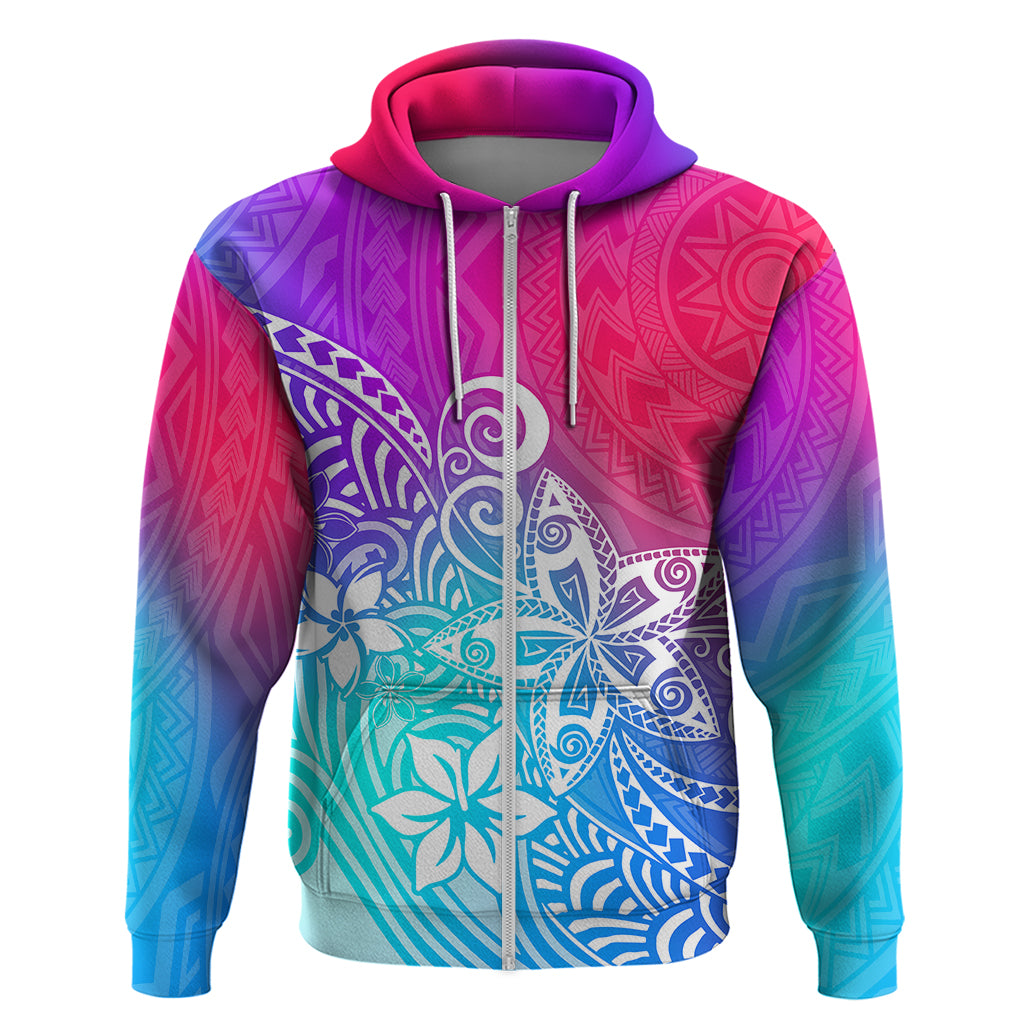 Polynesia Hoodie Plumeria Galaxy Gradient Curves - Wonder Print Shop