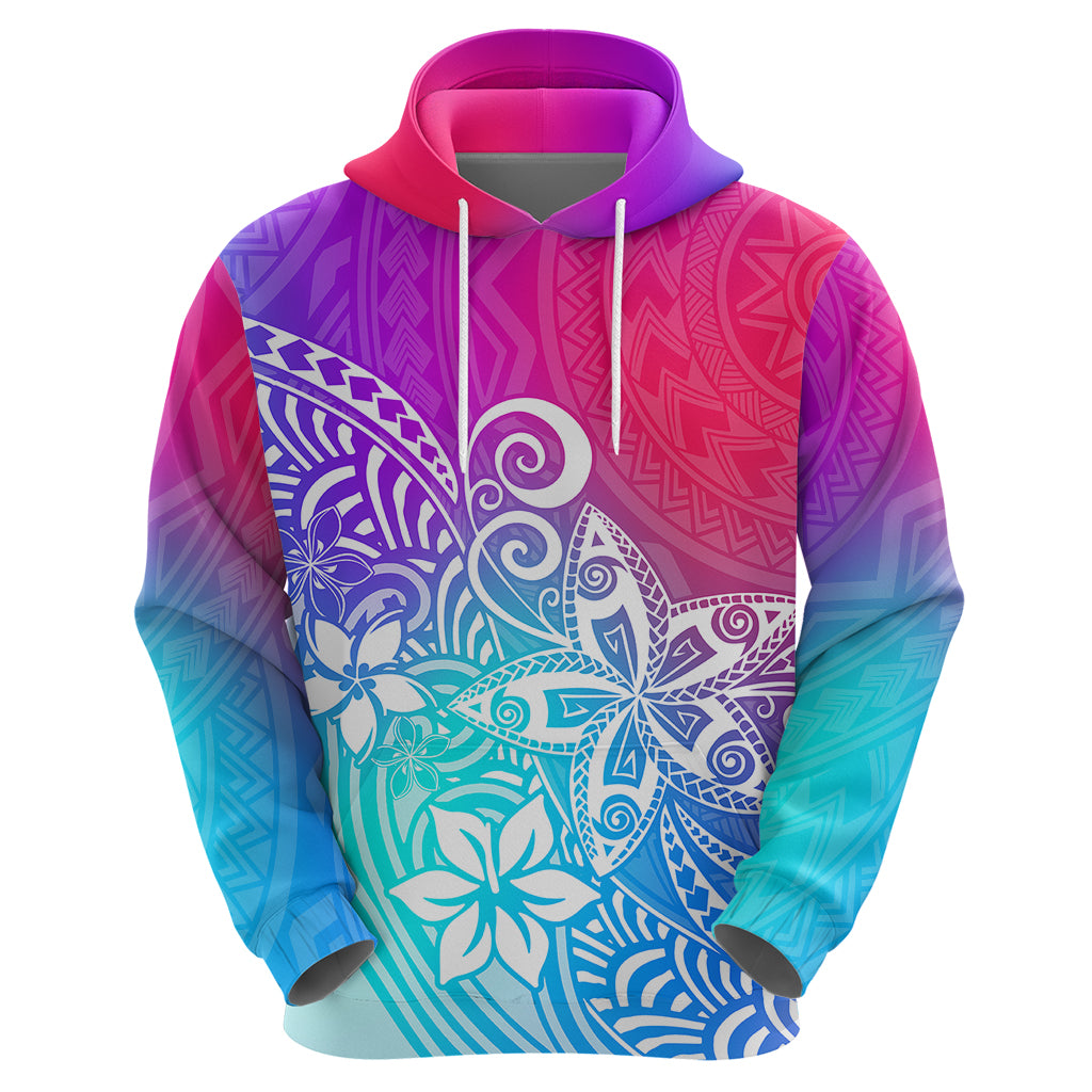 Polynesia Hoodie Plumeria Galaxy Gradient Curves - Wonder Print Shop