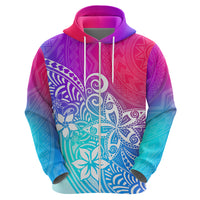 Polynesia Hoodie Plumeria Galaxy Gradient Curves - Wonder Print Shop