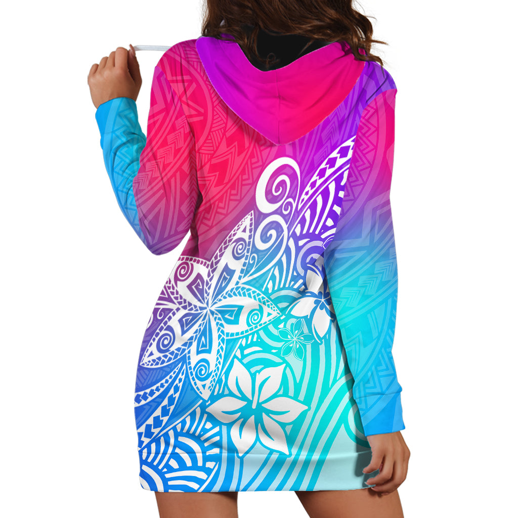 Polynesia Hoodie Dress Plumeria Galaxy Gradient Curves - Wonder Print Shop