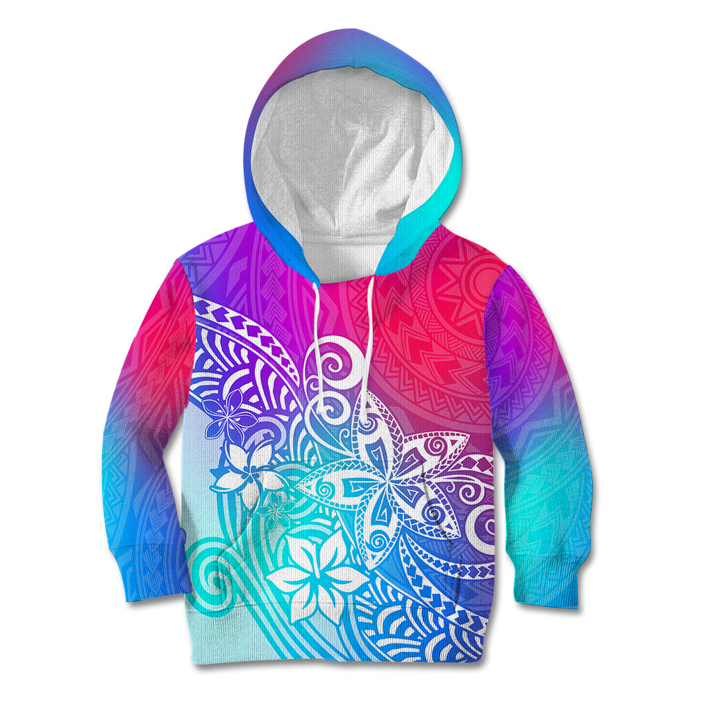 Polynesia Kid Hoodie Plumeria Galaxy Gradient Curves - Wonder Print Shop