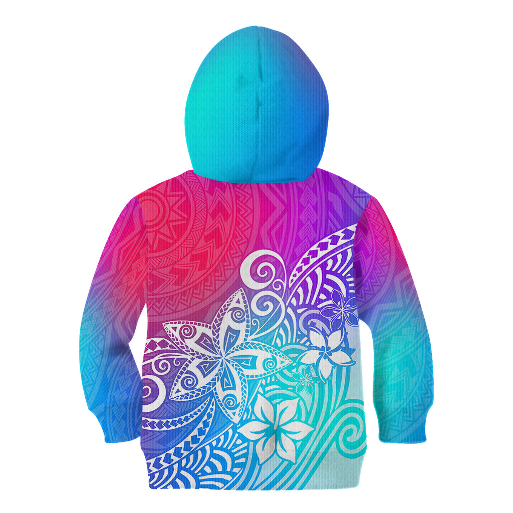 Polynesia Kid Hoodie Plumeria Galaxy Gradient Curves - Wonder Print Shop