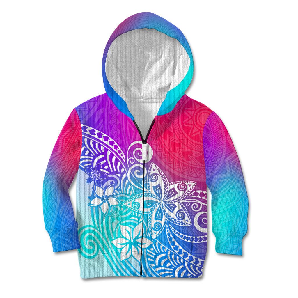 Polynesia Kid Hoodie Plumeria Galaxy Gradient Curves - Wonder Print Shop