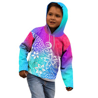 Polynesia Kid Hoodie Plumeria Galaxy Gradient Curves - Wonder Print Shop
