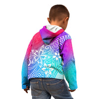 Polynesia Kid Hoodie Plumeria Galaxy Gradient Curves - Wonder Print Shop
