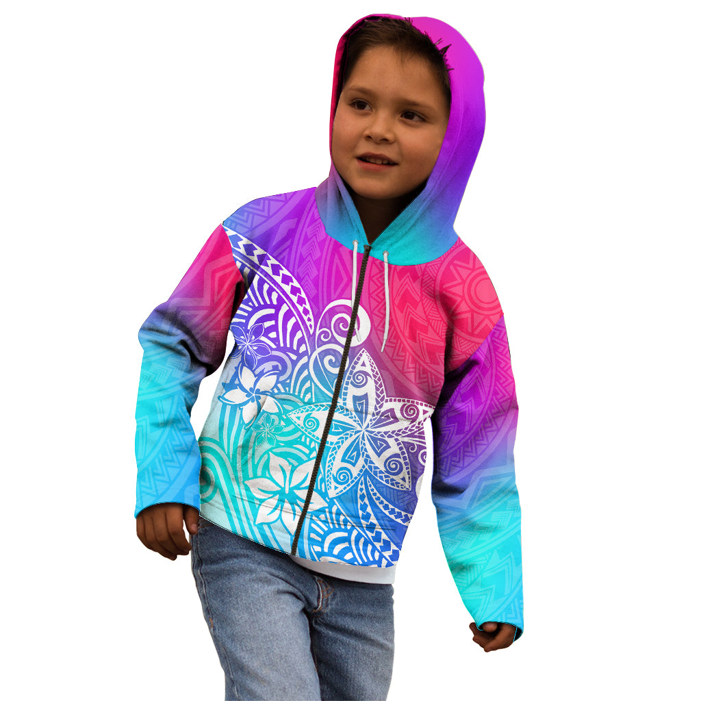 Polynesia Kid Hoodie Plumeria Galaxy Gradient Curves - Wonder Print Shop
