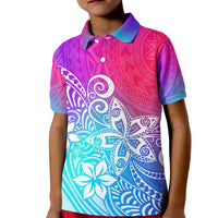 Polynesia Kid Polo Shirt Plumeria Galaxy Gradient Curves - Wonder Print Shop