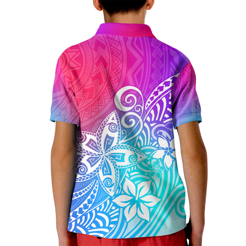 Polynesia Kid Polo Shirt Plumeria Galaxy Gradient Curves - Wonder Print Shop