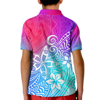 Polynesia Kid Polo Shirt Plumeria Galaxy Gradient Curves - Wonder Print Shop