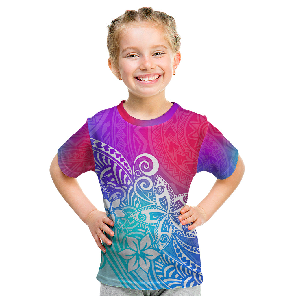 Polynesia Kid T Shirt Plumeria Galaxy Gradient Curves - Wonder Print Shop