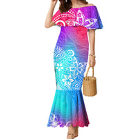 Polynesia Mermaid Dress Plumeria Galaxy Gradient Curves - Wonder Print Shop
