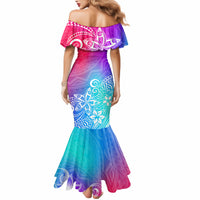 Polynesia Mermaid Dress Plumeria Galaxy Gradient Curves - Wonder Print Shop