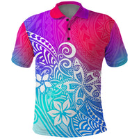 Polynesia Polo Shirt Plumeria Galaxy Gradient Curves - Wonder Print Shop