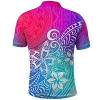 Polynesia Polo Shirt Plumeria Galaxy Gradient Curves - Wonder Print Shop