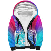 Polynesia Sherpa Hoodie Plumeria Galaxy Gradient Curves - Wonder Print Shop