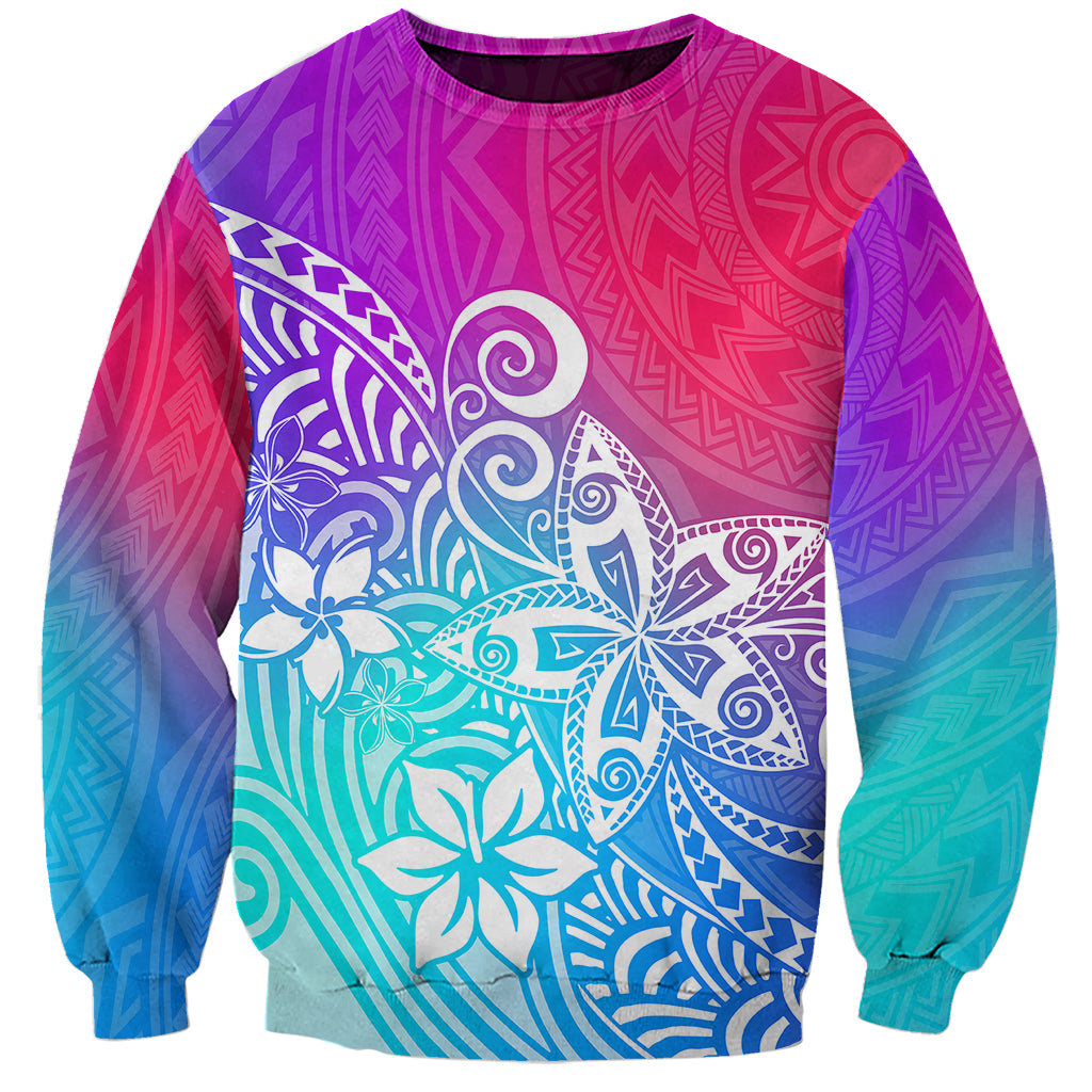 Polynesia Sweatshirt Plumeria Galaxy Gradient Curves - Wonder Print Shop