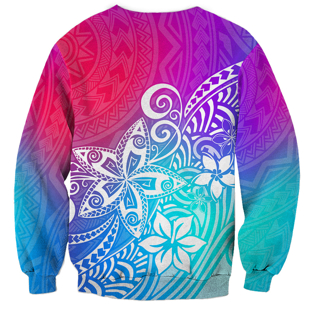 Polynesia Sweatshirt Plumeria Galaxy Gradient Curves - Wonder Print Shop