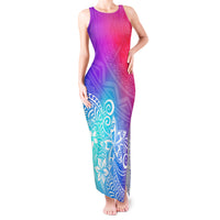 Polynesia Tank Maxi Dress Plumeria Galaxy Gradient Curves - Wonder Print Shop