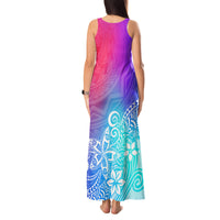 Polynesia Tank Maxi Dress Plumeria Galaxy Gradient Curves - Wonder Print Shop