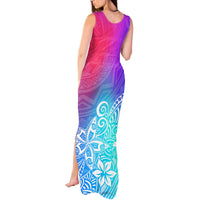 Polynesia Tank Maxi Dress Plumeria Galaxy Gradient Curves - Wonder Print Shop