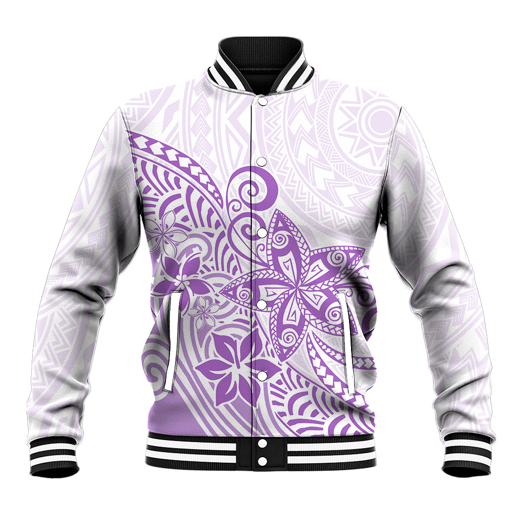 Polynesia Baseball Jacket Plumeria Lavender Curves LT7 - Wonder Print Shop