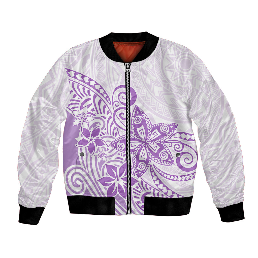 Polynesia Bomber Jacket Plumeria Lavender Curves LT7 - Wonder Print Shop