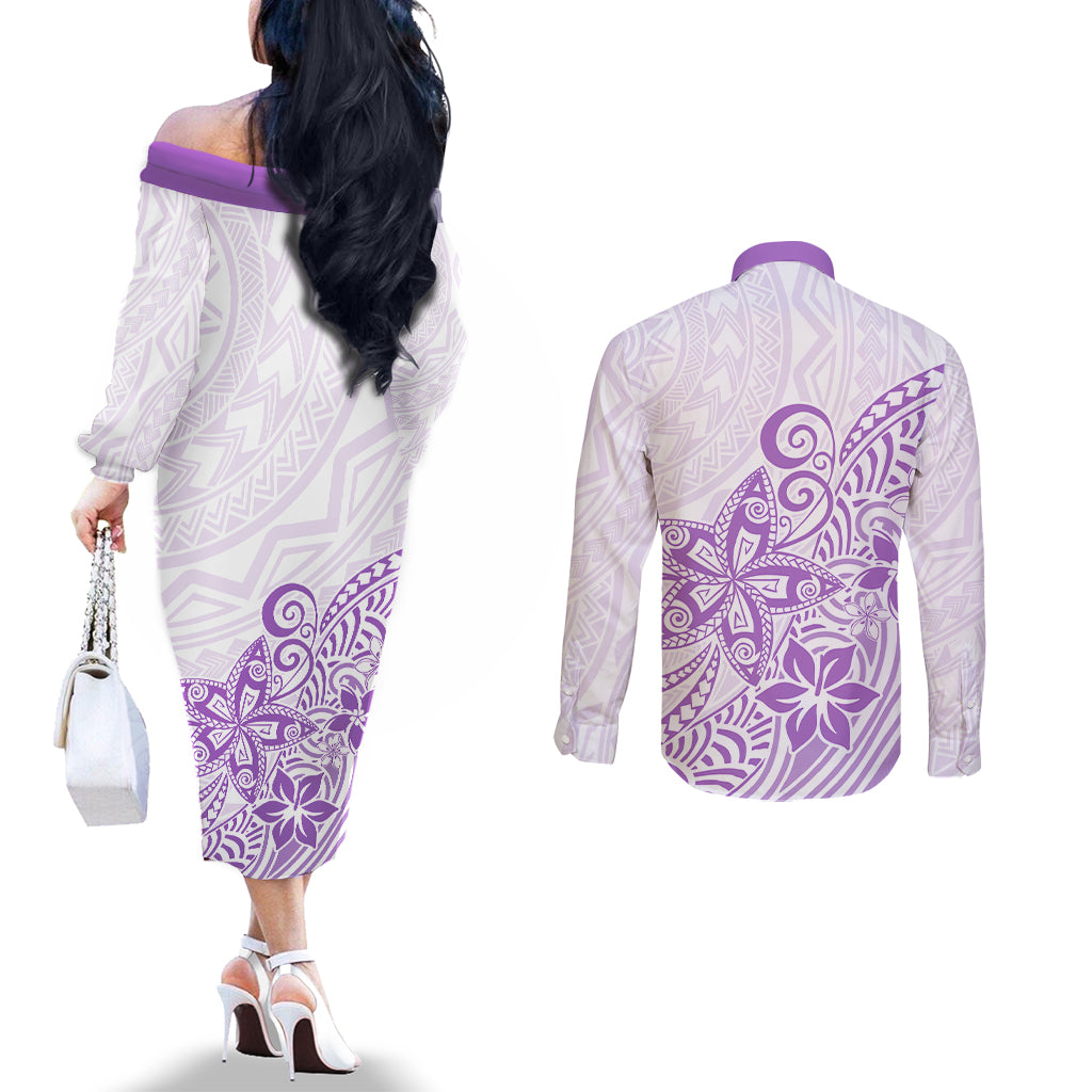 polynesia-couples-matching-off-the-shoulder-long-sleeve-dress-and-long-sleeve-button-shirts-plumeria-lavender-curves