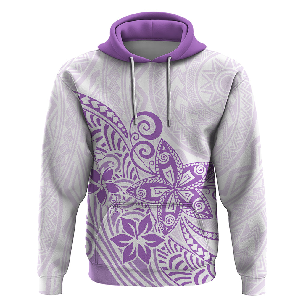 Polynesia Hoodie Plumeria Lavender Curves - Wonder Print Shop