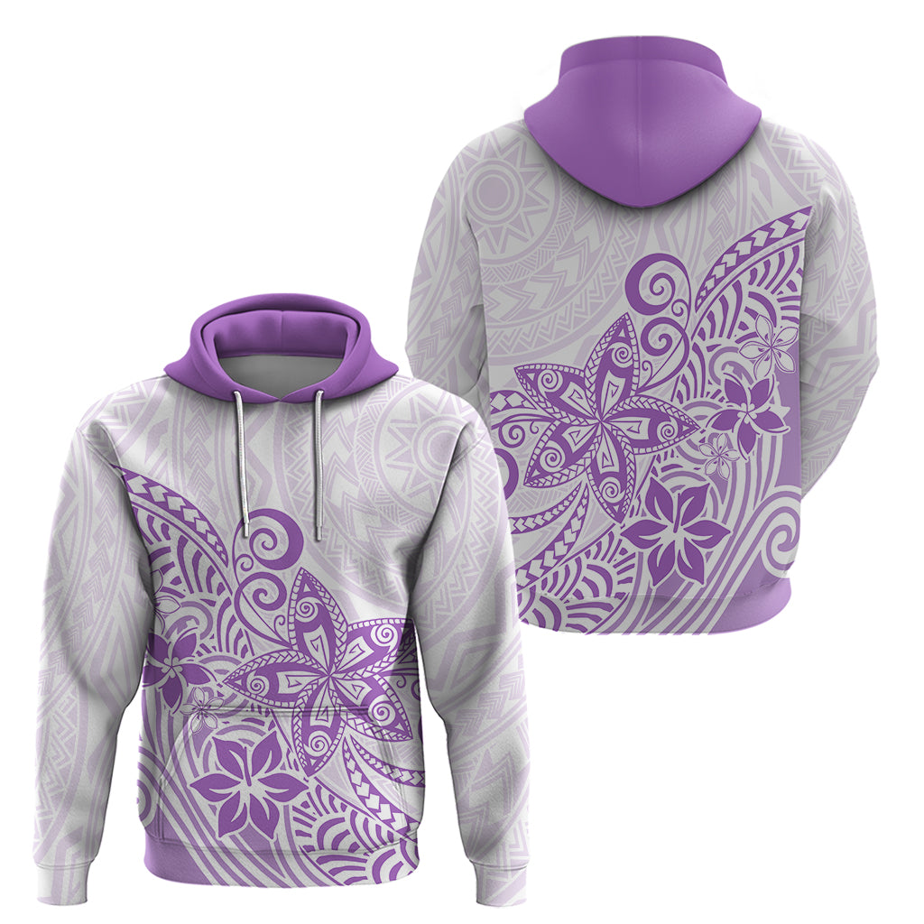 Polynesia Hoodie Plumeria Lavender Curves - Wonder Print Shop