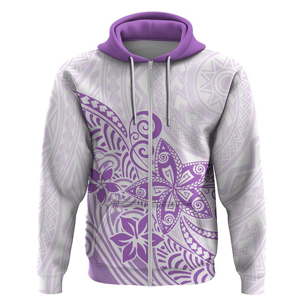 Polynesia Hoodie Plumeria Lavender Curves - Wonder Print Shop