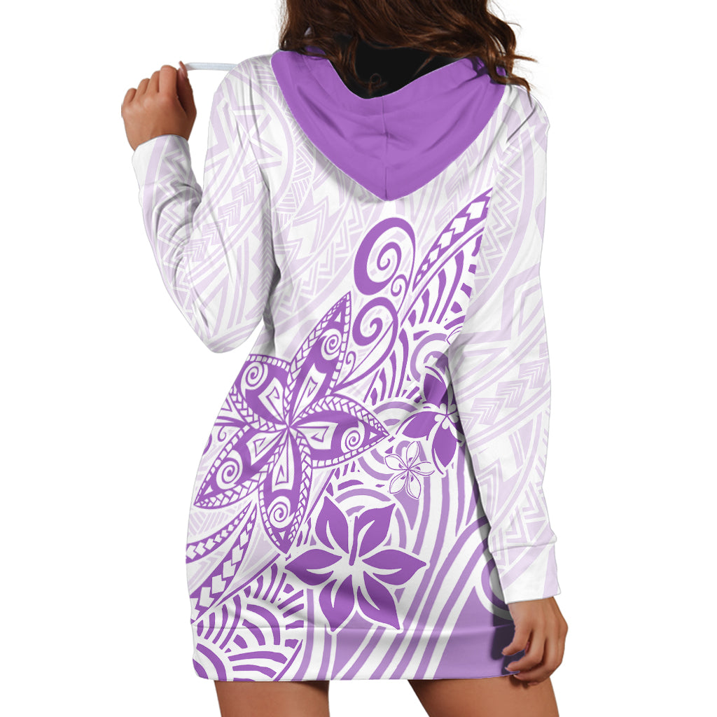 Polynesia Hoodie Dress Plumeria Lavender Curves - Wonder Print Shop