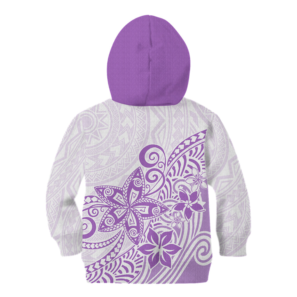 Polynesia Kid Hoodie Plumeria Lavender Curves - Wonder Print Shop