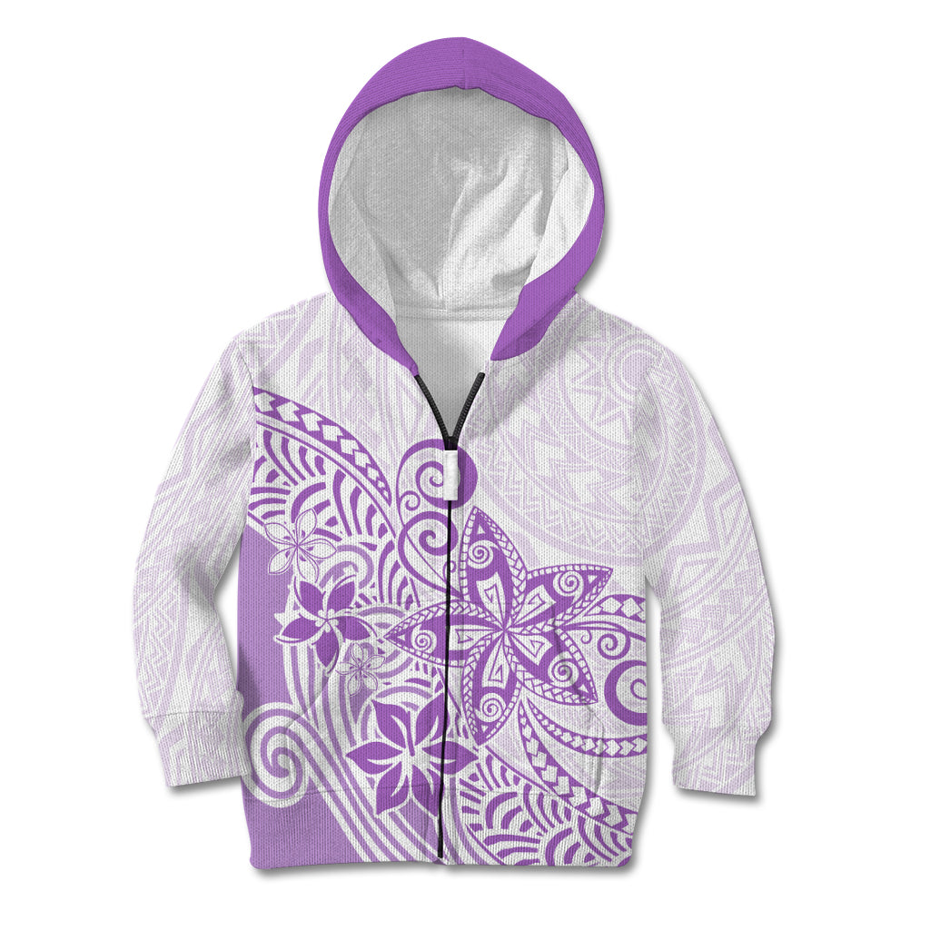 Polynesia Kid Hoodie Plumeria Lavender Curves - Wonder Print Shop