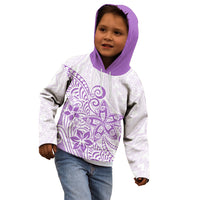 Polynesia Kid Hoodie Plumeria Lavender Curves - Wonder Print Shop
