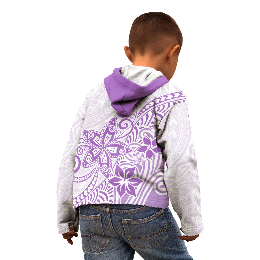 Polynesia Kid Hoodie Plumeria Lavender Curves - Wonder Print Shop