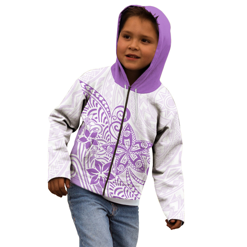 Polynesia Kid Hoodie Plumeria Lavender Curves - Wonder Print Shop